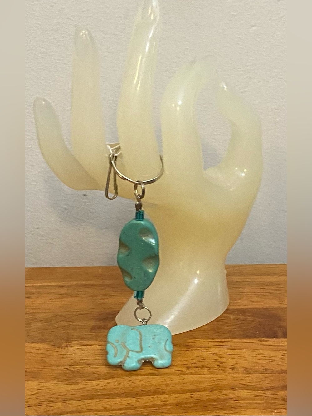 NEW Turquoise crystal Elephant keychain - Strictly Canadian!
